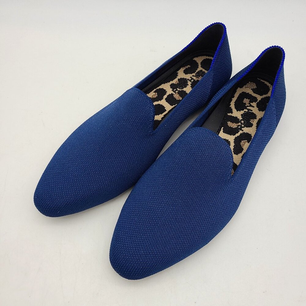 Rothy’s Navy Almond Loafer with Leopard Print Comfort Insole Size 8 1/2